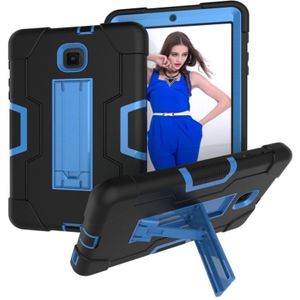 For Galaxy Tab A 8.0 (2018) T387  Contrast Color Silicone + PC Combination Case with Holder(Black + Blue)