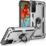For Samsung Galaxy S21 FE Shockproof TPU + PC Protective Case with 360 Degree Rotating Holder(Silver)