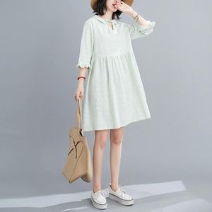 Loose Slimming Plus Size Western Style Jacquard Dress (Color:Green Size:M)