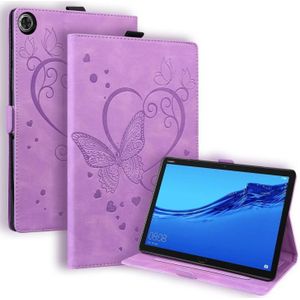 For Huawei MediaPad M5 Lite 8 / Honor Tab 5 Love Butterfly Pattern Horizontal Flip Leather Case with Holder(Purple)