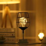 Retro Classic Iron Art LED Table Lamp Reading Lamp Night Light Bedroom Lamp Desk Lighting Home Decoration  Lampshade Style:Red Wine Glass
