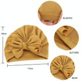 3 PCS Baby Solid Color Cotton Hedging Cap Bowknot Turban Hat(Shrimp Pink)