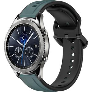 Voor Samsung Gear S3 Classic 22 mm bolle lus tweekleurige siliconen horlogeband (olijfgroen + zwart)