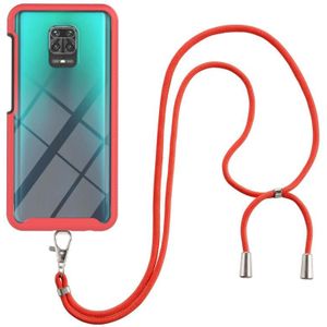 For Xiaomi Redmi Note 9S / Redmi Note 9 Pro / Redmi Note 9 Pro Max Starry Sky Solid Color Series Shockproof PC + TPU Protective Case with Neck Strap(Red)