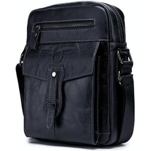 BUFF CAPTAIN 053 Men Leather Shoulder Messenger Bag First-Layer Cowhide Large Capacity Briefcase  Specification? Large (Black)