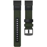Canvas and Leather Wrist Strap Watch Band for Garmin Fenix5 Plus  Wrist Strap Size:150+110mm(Army Green)