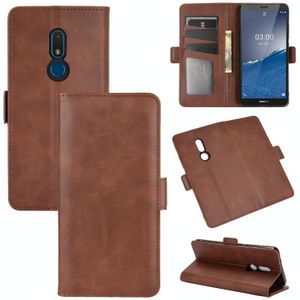 For Nokia C3 Dual-side Magnetic Buckle Horizontal Flip Leather Case with Holder & Card Slots & Wallet(Brown)
