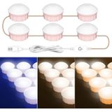 6 LEDs Cosmetic Room Bathroom Mirror Front Light USB Three-Color Dimming Light