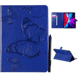 For iPad Pro 11 (2020) Pressed Printing Butterfly Pattern Horizontal Flip Leather Case with Holder & Card Slots & Wallet(Blue)