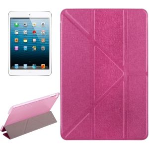 Transformers Style Silk Texture Horizontal Flip Solid Color Leather Case with Holder for iPad Mini 2019 (Magenta)