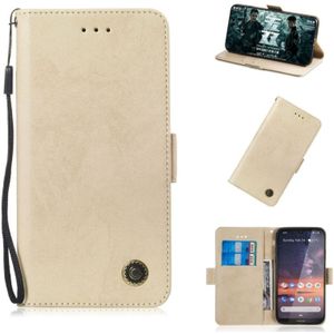 For Nokia 3.2 Retro Horizontal Flip PU Leather Case with Card Slots & Holder(Gold)