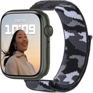 Nylon Loop Watch Band For Apple Watch Series 7 41mm / 6&SE&5&4 40mm / 3&2&1 38mm(Black Camouflage)