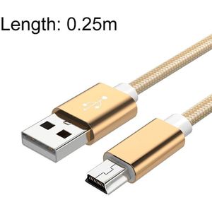 5 stks Mini USB naar USB Een geweven gegevens / laadkabel voor MP3  Camera  Auto DVR  Lengte: 0.25m