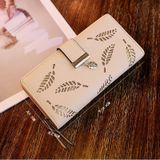 Long Gold Hollow Leaves Coin Purse Card Holders Wallet for Women(Apricot)