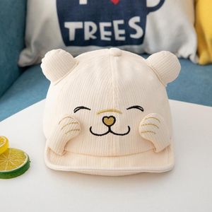 MZ8986 Cartoon Cat Embroidery Pattern Baby Hat Spring and Autumn Thin Cap Children Sunscreen Sun Hat  Size: Suitable for Baby 6-24 Months(Beige)