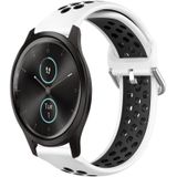 Voor Garmin VivoMove Style 20 mm geperforeerde ademende sport siliconen horlogeband (wit + zwart)