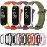 Voor Samsung Galaxy Fit 2 Mijobs Metal Case Silicone Watch Band (wit zilver)