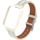 Voor Xiaomi Redmi Watch 2 echt lederen metalen behuizing Geïntegreerde horlogeband (warm wit + ivoor geval)