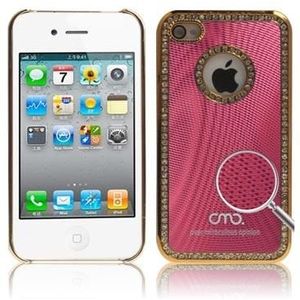 OMO Diamond Encrusted Plastic Case for iPhone 4 (Red Plum)