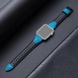 Splicing Cowhide Leather Replacement Strap Watchband For Apple Watch Series 6 & SE & 5 & 4 44mm / 3 & 2 & 1 42mm(Black Blue)