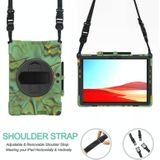 For Microsoft Surface Pro X Shockproof Colorful Silicone + PC Protective Case with Holder & Hand Strap & Shoulder Strap & Pen Slot(Camouflage)