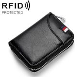 KB155 Antimagnetic RFID Zipper Leather Large-capacity Cards Holder Wallet (Black)