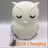 Cute owl cartoon colorful LED Lamp creative silicone night light childrens toy lamp bedroom decoration USB charging light