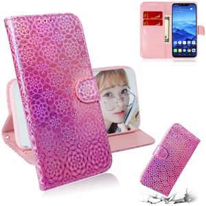 For Huawei Mate 20 Lite Solid Color Colorful Magnetic Buckle Horizontal Flip PU Leather Case with Holder & Card Slots & Wallet & Lanyard(Pink)