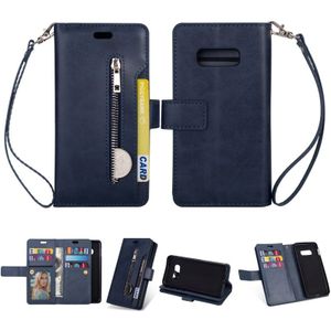 For Samsung Galaxy S10e Multifunctional Zipper Horizontal Flip Leather Case with Holder & Wallet & 9 Card Slots & Lanyard(Blue)