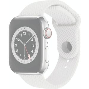 Woven Pattern Silicone Snap Watchband For Apple Watch Series 6 & SE & 5 & 4 44mm / 3 & 2 & 1 42mm(White)