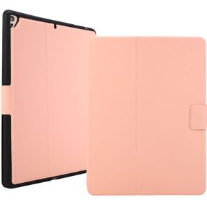 For iPad 9.7 (2018) / (2017) Electric Pressed Texture Horizontal Flip Leather Case with Holder & Pen Slot(Pink)
