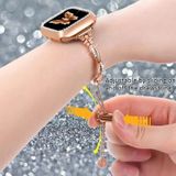 Voor Apple Watch SE 2023 44 mm draaiarmband diamanten metalen horlogeband (rosé goud)