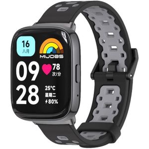 Voor Redmi Watch 3 Lite / Watch 3 Actieve Mijobs Ademende TPU-horlogeband met vierkant gat (zwart grijs)
