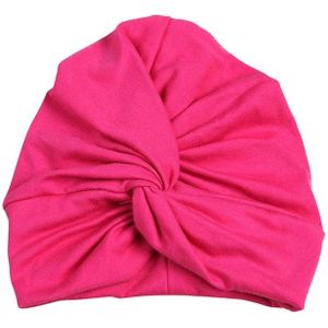 Baby Hat Cotton Soft Turban Knot Summer Bohemian Kids Girls Newborn Cap(Rose Red)