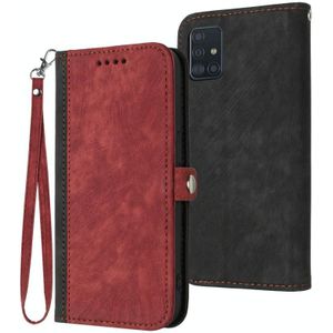 Voor Samsung Galaxy A71 5G Side Buckle Double Fold Hand Strap Leather Phone Case (Rood)