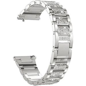 Voor Samsung Galaxy Watch Active2 Three-Beads Diamond Steel Vervanging Strap Horlogeband (Silver)