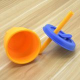 Children Silicone Straw Cups Drop And High Temperature Resistant Water Cups Turmeric Cup+Brown Cover(400ml)