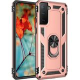 For Samsung Galaxy S21 FE Shockproof TPU + PC Protective Case with 360 Degree Rotating Holder(Rose Gold)