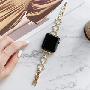 O-vormige ketting metalen vervangende band horlogeband voor Apple Watch Series 7 45 mm / 6 & SE & 5 & 4 44mm / 3 & 2 & 1 42mm