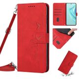 Voor Motorola Moto G53 5G/G13 4G/G23 4G Skin Feel Heart Pattern Leather Phone Case met Lanyard (Rood)