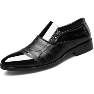 Mannen Business jurk puntige teen slip-on schoenen  grootte: 48 (zwart)