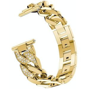 Voor Garmin VivoActive 4 / Venu 2 22mm Universal Single Row Diamonds Denim Chain Replacement Watchband (Gold)