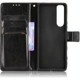 For Sony Xperia 5 III Crazy Horse Texture Horizontal Flip Leather Case with Holder & Card Slots & Lanyard(Black)