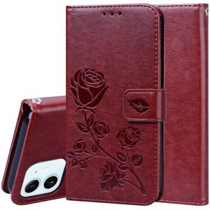 Rose Embossed Horizontal Flip PU Leather Case with Holder & Card Slots & Wallet For iPhone 12 mini(Brown)