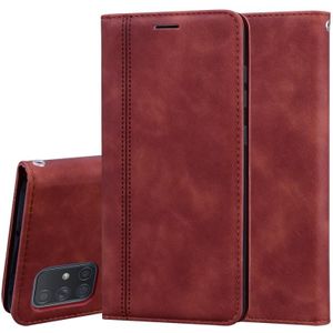 For Samsung Galaxy A71 Frosted Business Magnetic Horizontal Flip PU Leather Case with Holder & Card Slot & Lanyard(Brown)