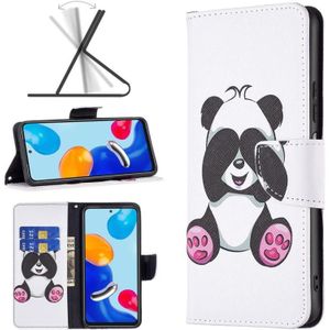 Voor Xiaomi Redmi Note 11 Internationale versie Gekleurde Tekening Lederen Telefoonhoesje (Panda)