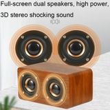Houten Retro 3D Stereo Audio Bluetooth Luidspreker Subwoofer Desktop Audio (Bamboe Patroon)