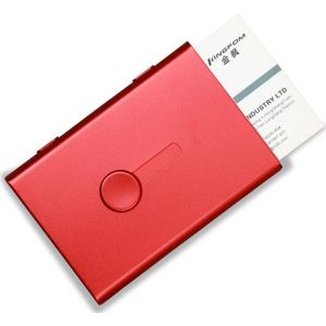 Metal Portable Push Card Case Ultra-thin Frosted Light Business Card Packing Box(Red)
