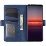 For Sony Xperia 5 II Dual-side Magnetic Buckle Horizontal Flip Leather Case with Holder & Card Slots & Wallet(Dark Blue)