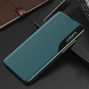 For Xiaomi Redmi Note 9 Pro Side Display Magnetic Shockproof Horizontal Flip Leather Case with Holder(Geen)